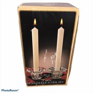 NWT - BORGONOVO Queen 2pc Glass Candleholder Set - Italy